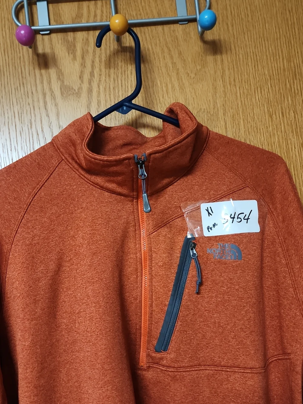 The North Face Orange Heather Quarter-Zip Pullover mens XL number 3454